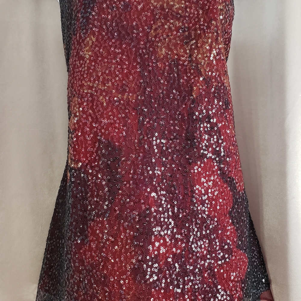 NWOT Elie Tahari red & black sequined blouse top Womens Small - Picture 4 of 5